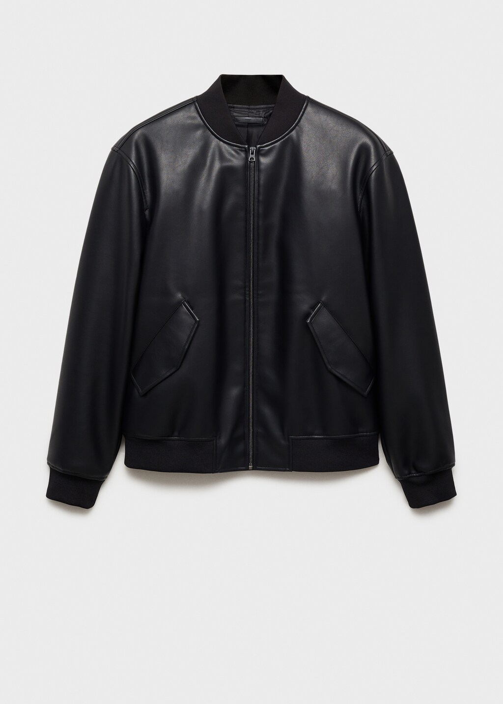 Leather-effect bomber jacket - Black