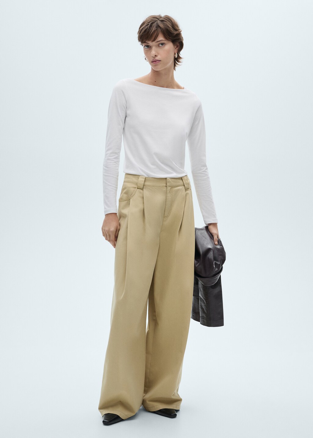 Cotton boat neck t-shirt - Black