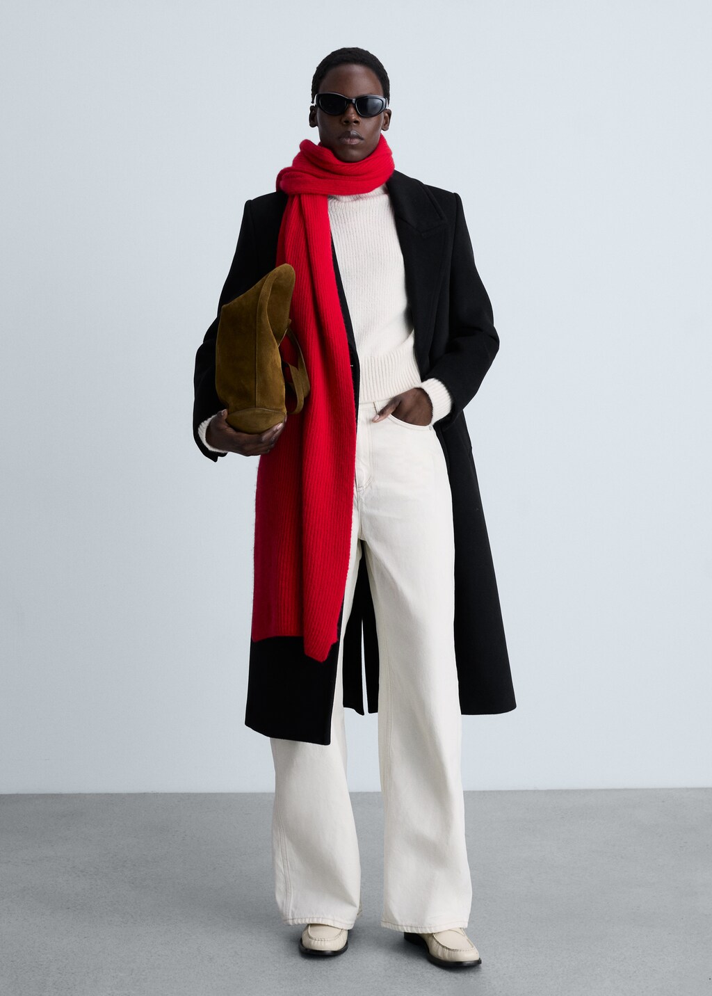 Double-breasted wool coat - Ochre