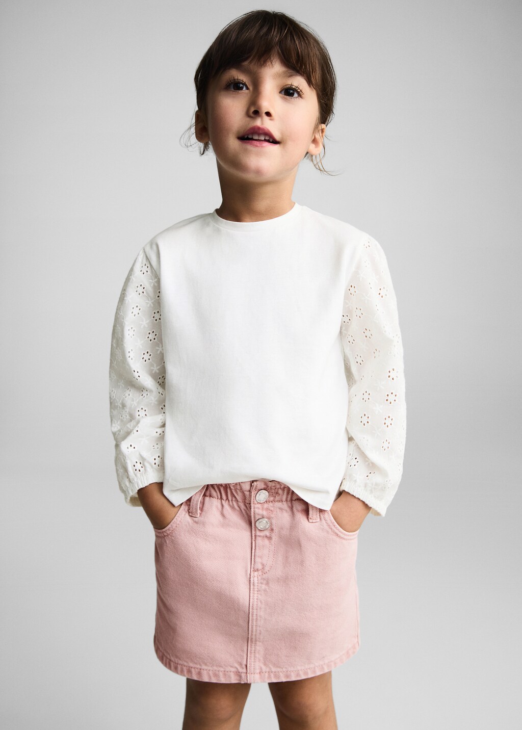 Embroidered sleeve T-shirt - Off White