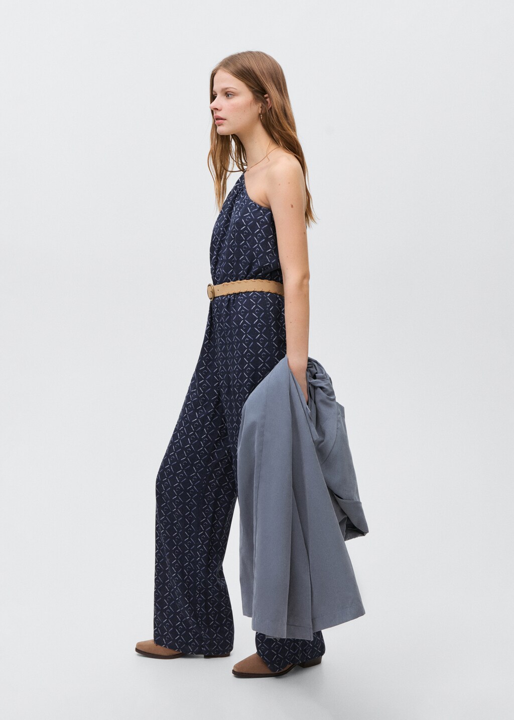 Asymmetric long jumpsuit - Dark Navy