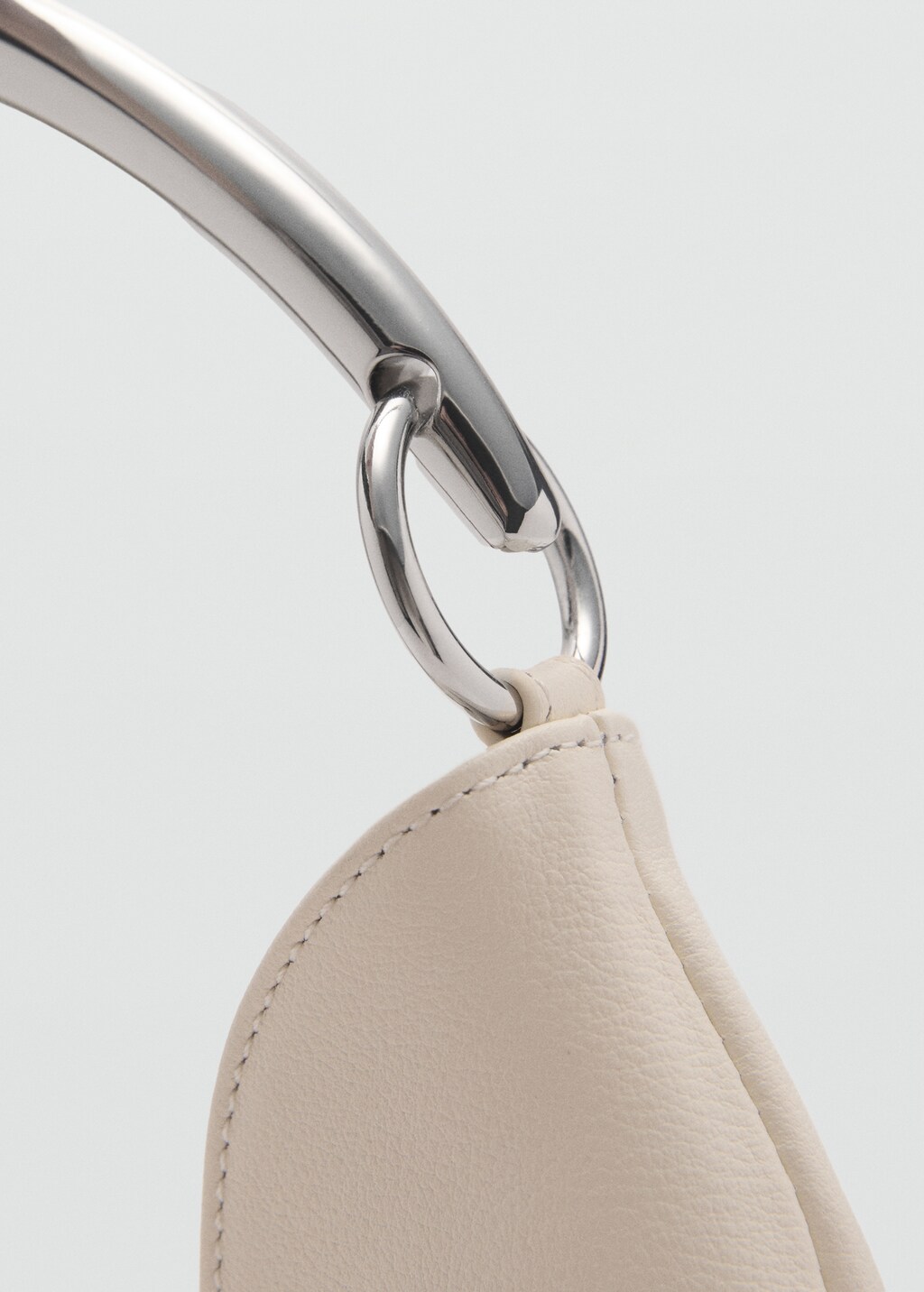 Leather shoulder bag with metal handle - White