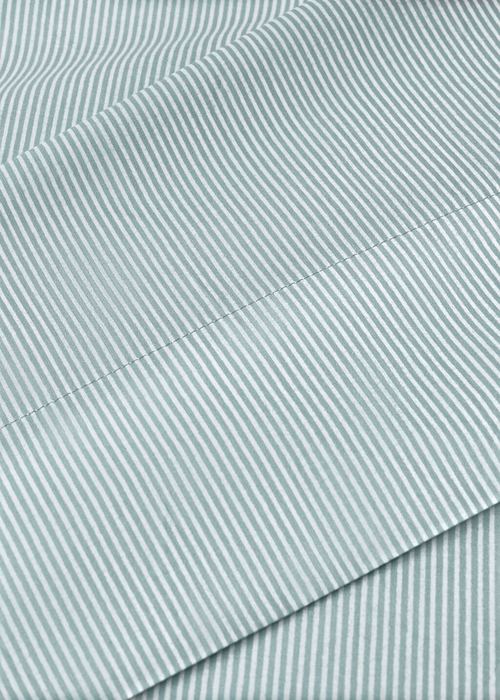 Cotton percale striped children's top sheet for cot - Aqua Green