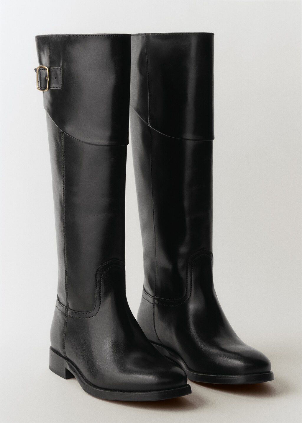 Buckles leather boots - Black