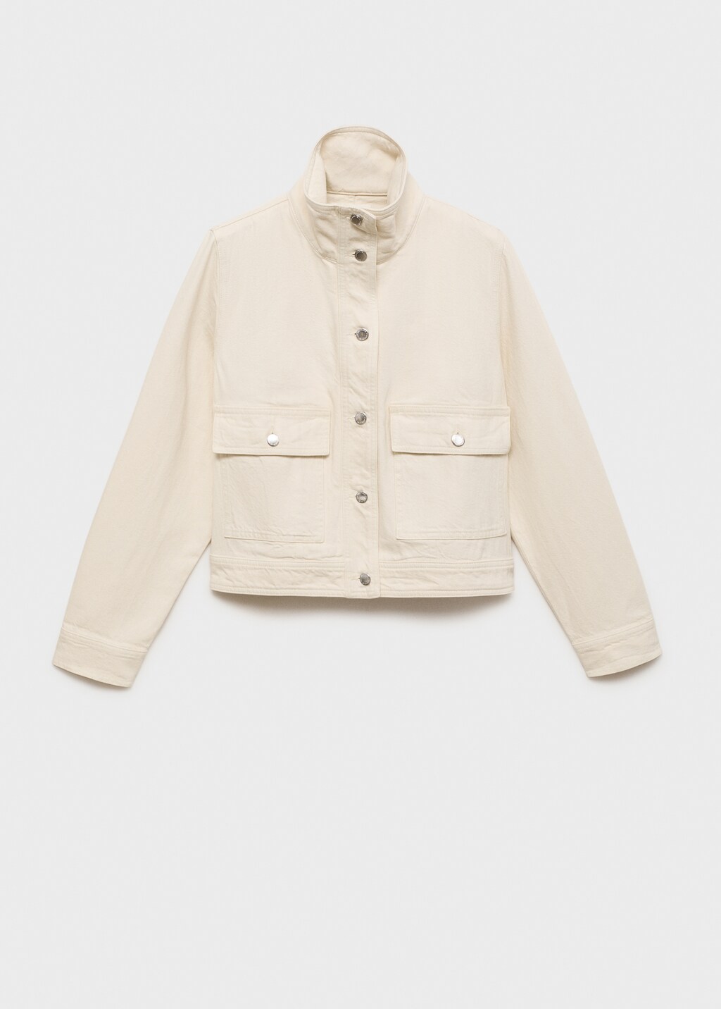 Cotton jacket with high collar and pockets - Off White