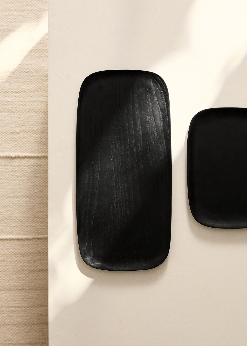 Large rectangular wooden decorative tray - Black