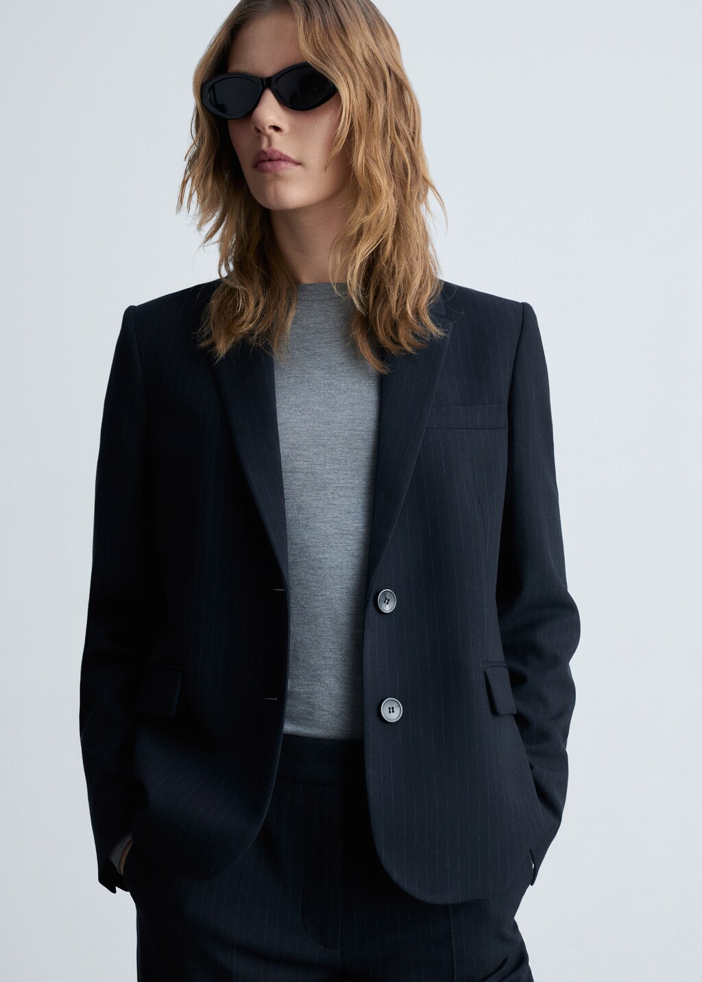 Pinstripe suit blazer - Dark Navy
