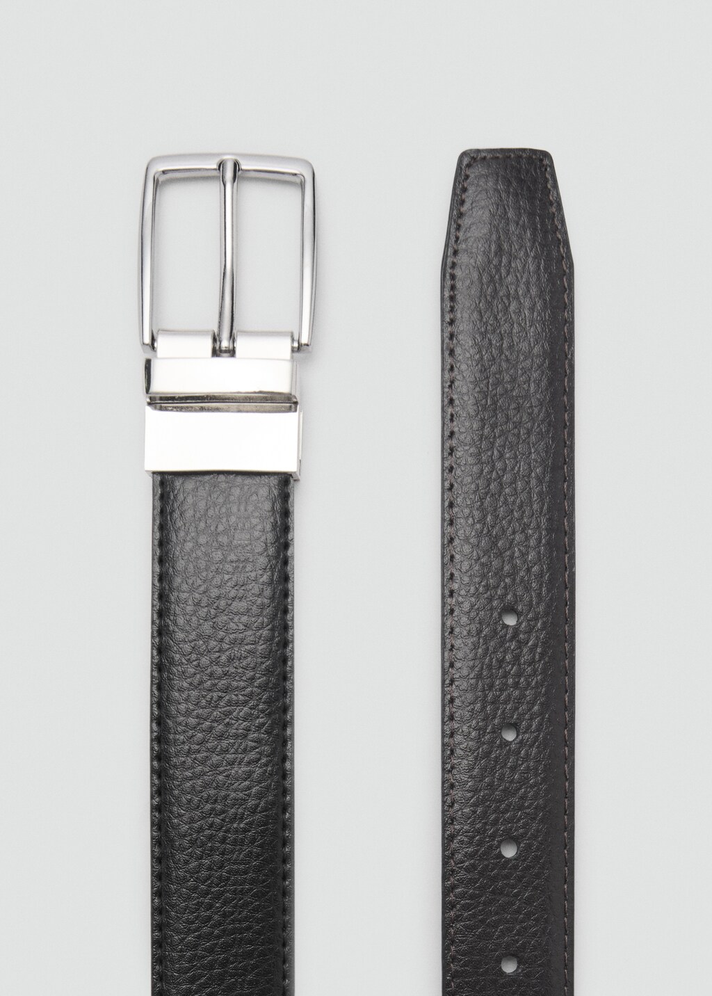 Reversible pebble leather belt - Black