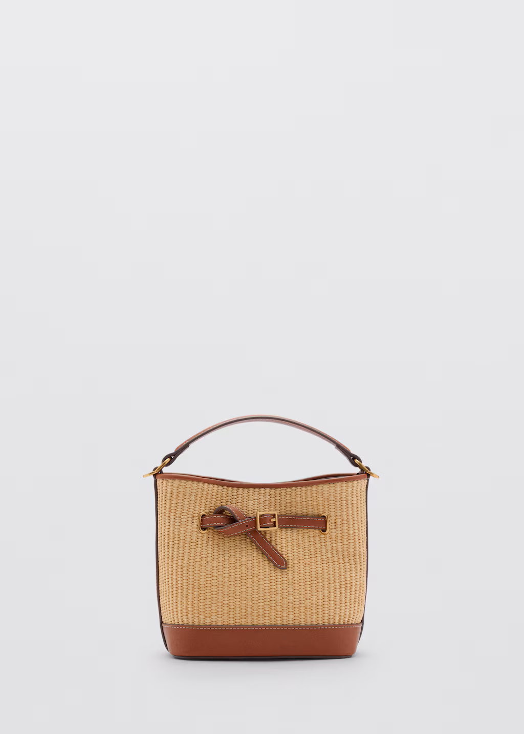 Canvas bucket bag with buckle detail - Leather