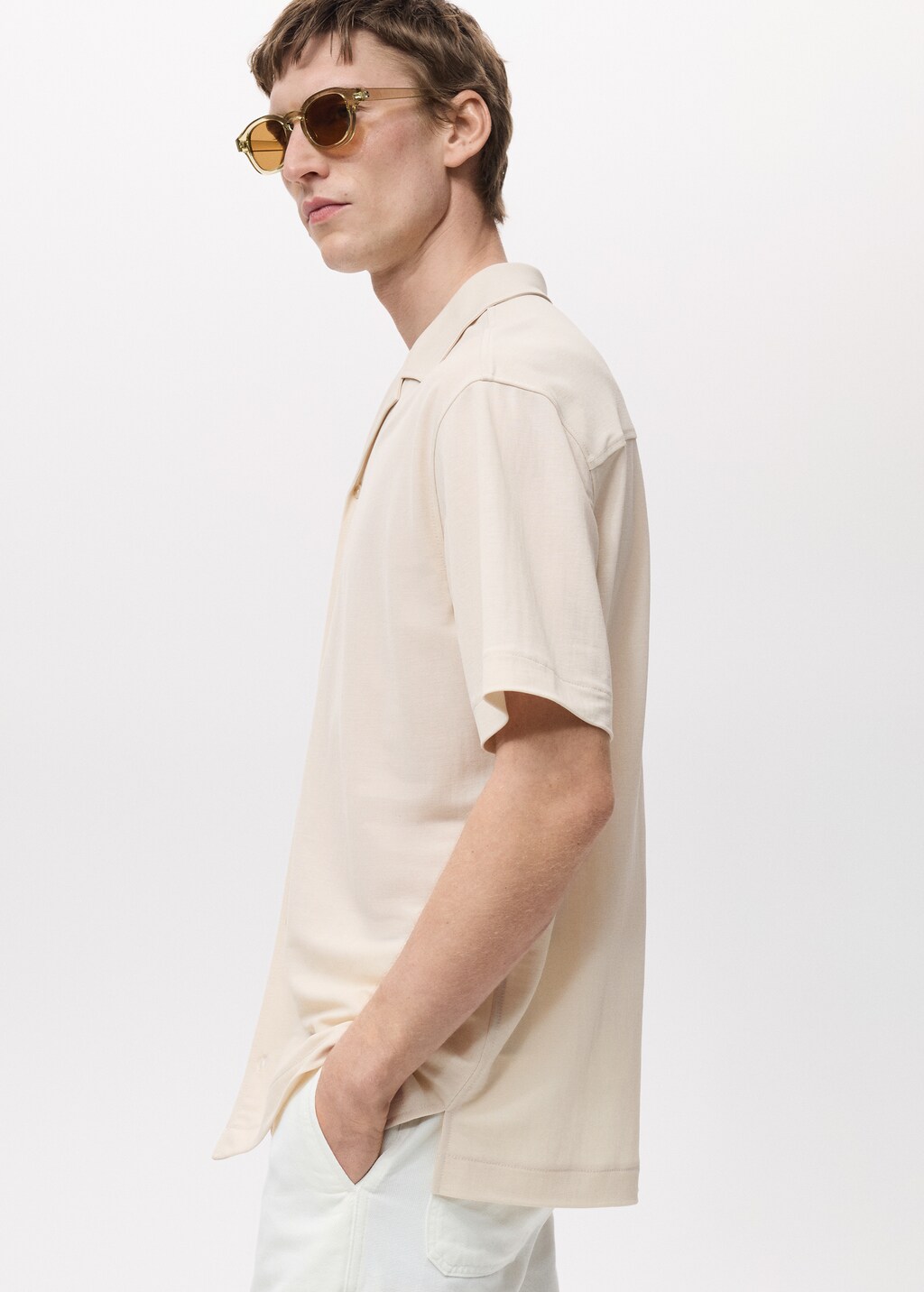 Modal shirt with bowling collar - Curry