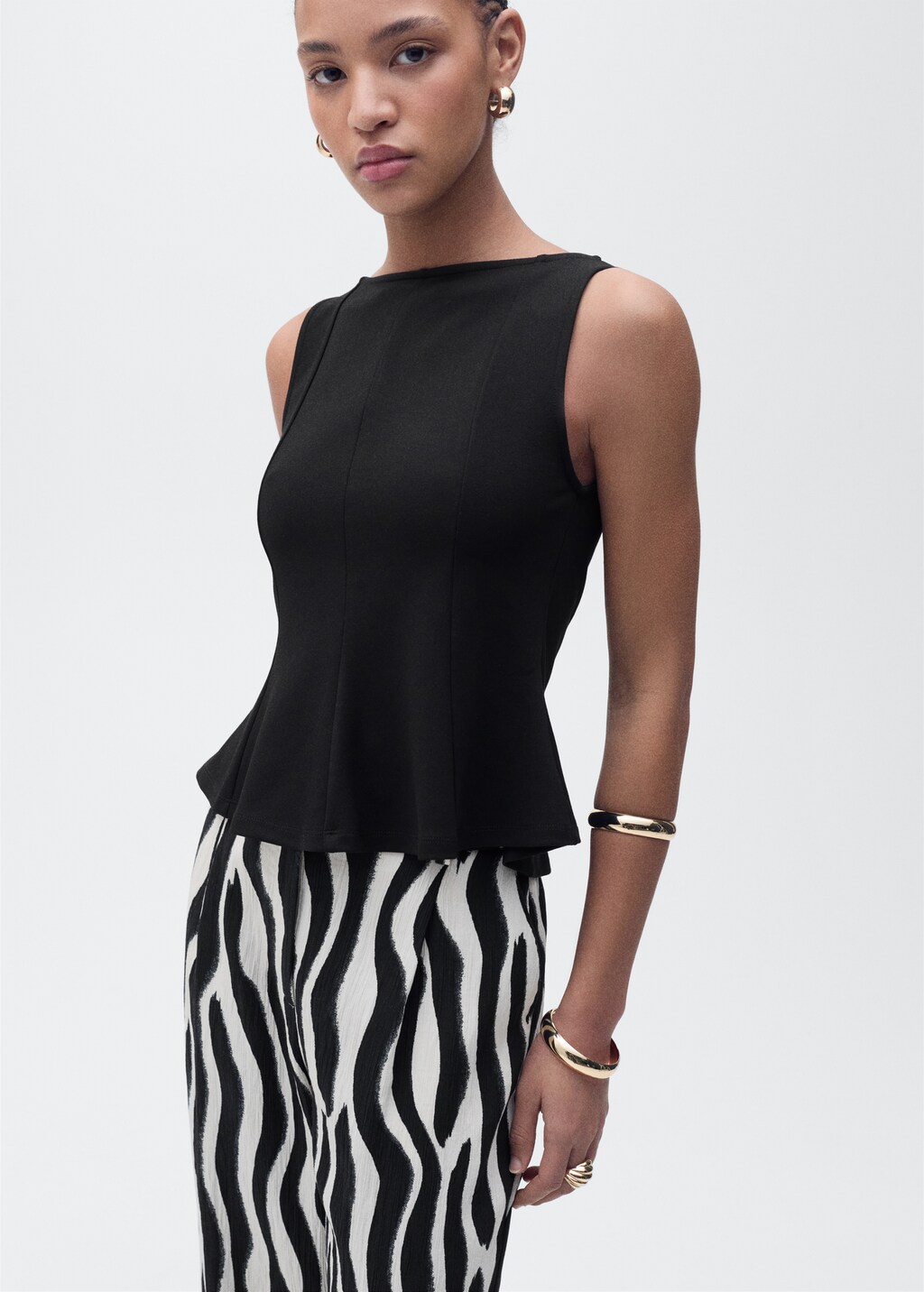 A-line boat-neck top - White