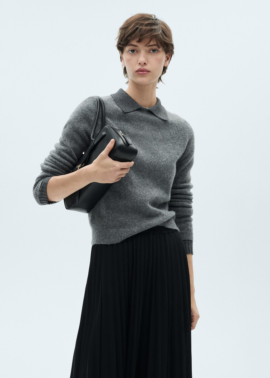 Pleated long skirt - Black