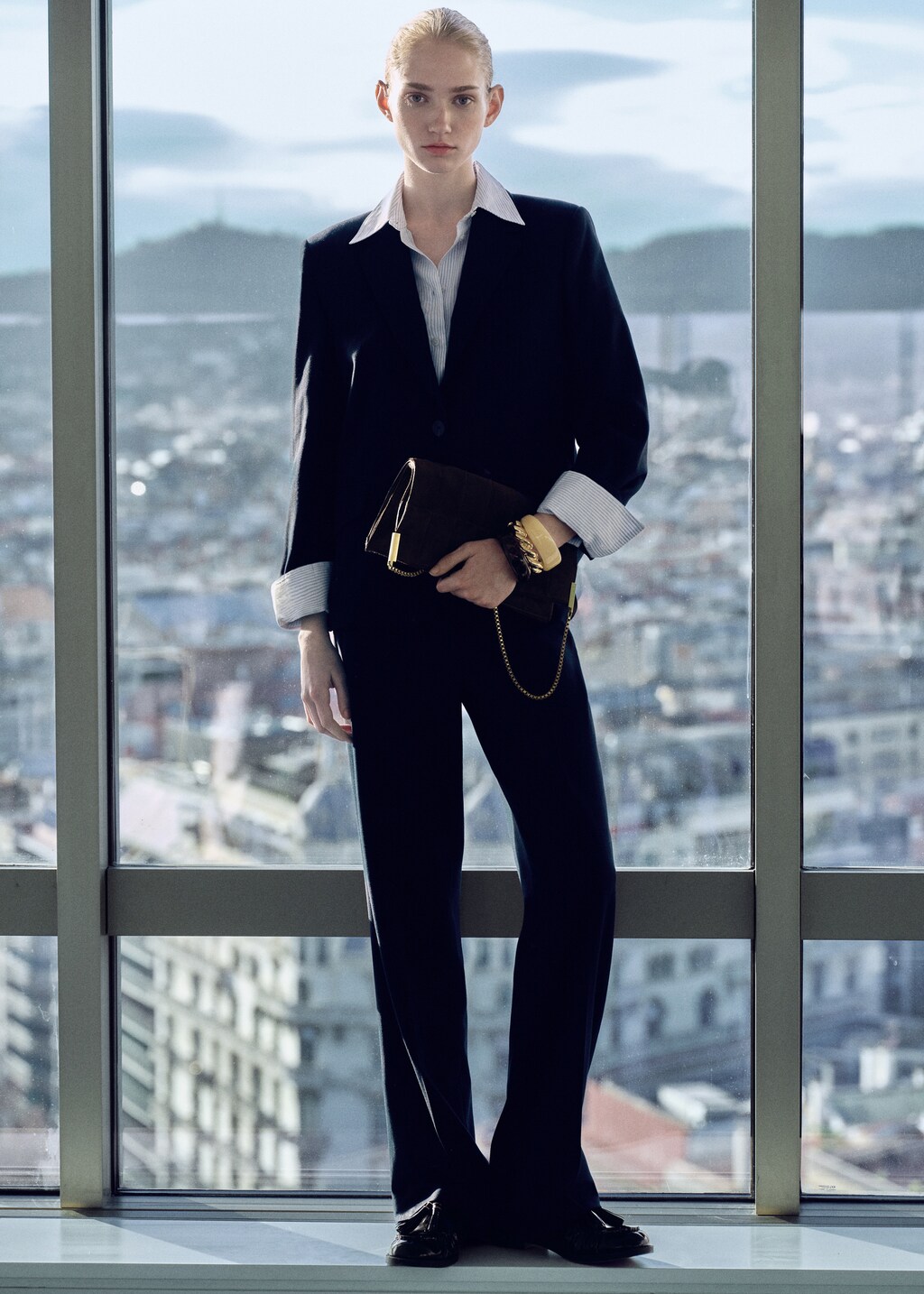 Pinstripe suit trousers - Dark Navy