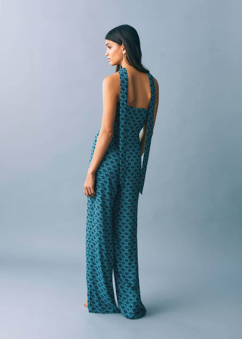 Long printed jumpsuit - Turquoise
