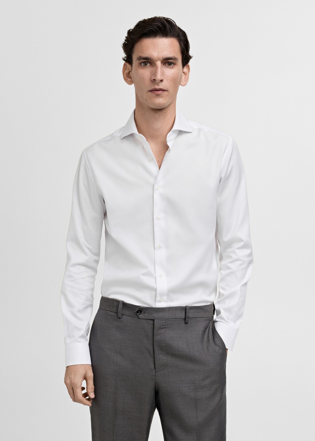 Slim-fit cotton suit shirt - White