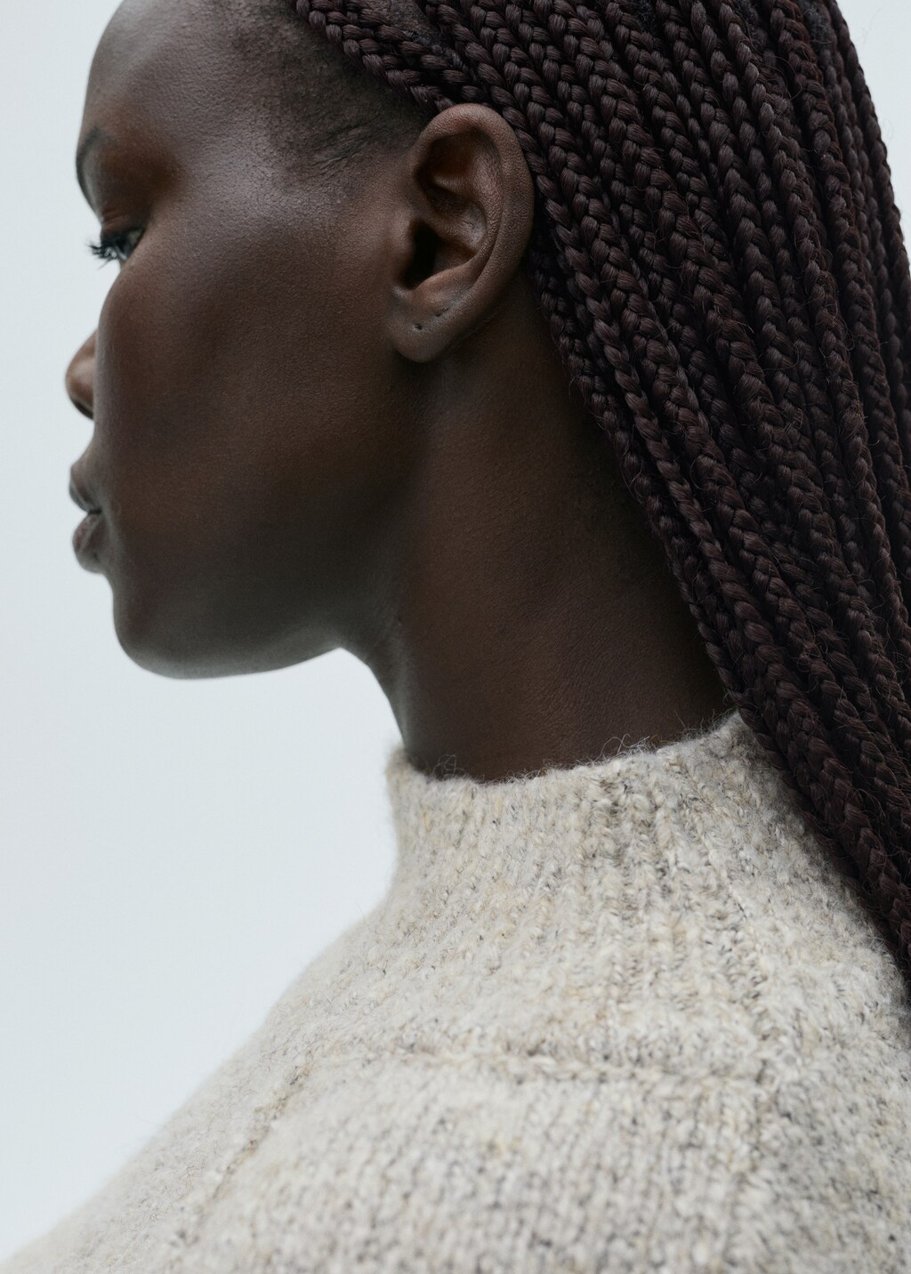 Knitted sweater with perkins neck - Sand