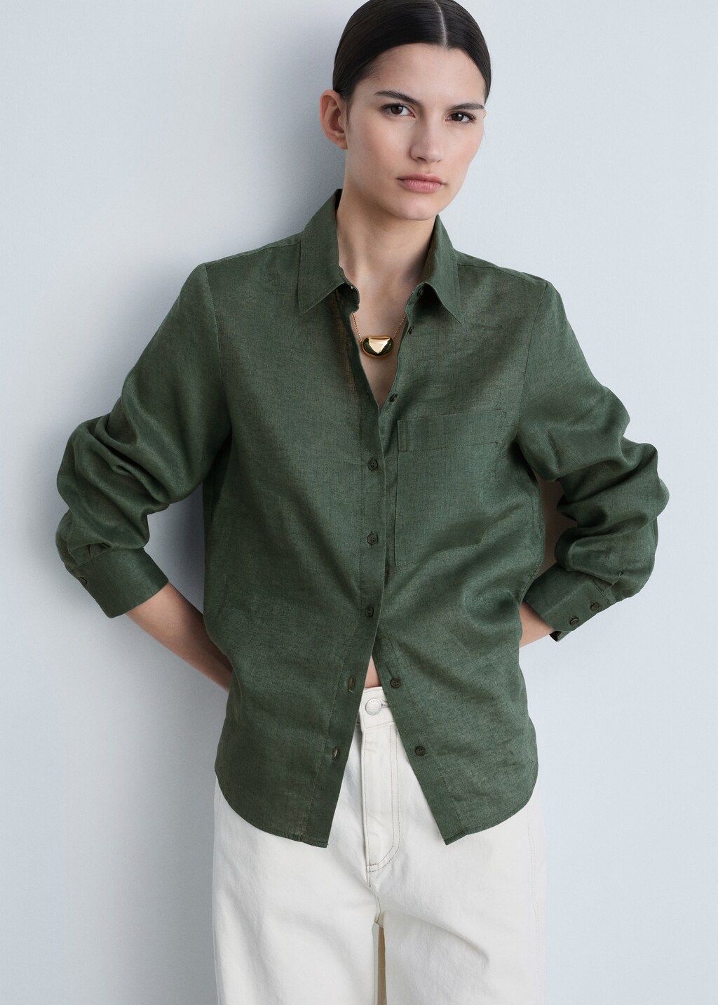 Pocket linen shirt - Off White