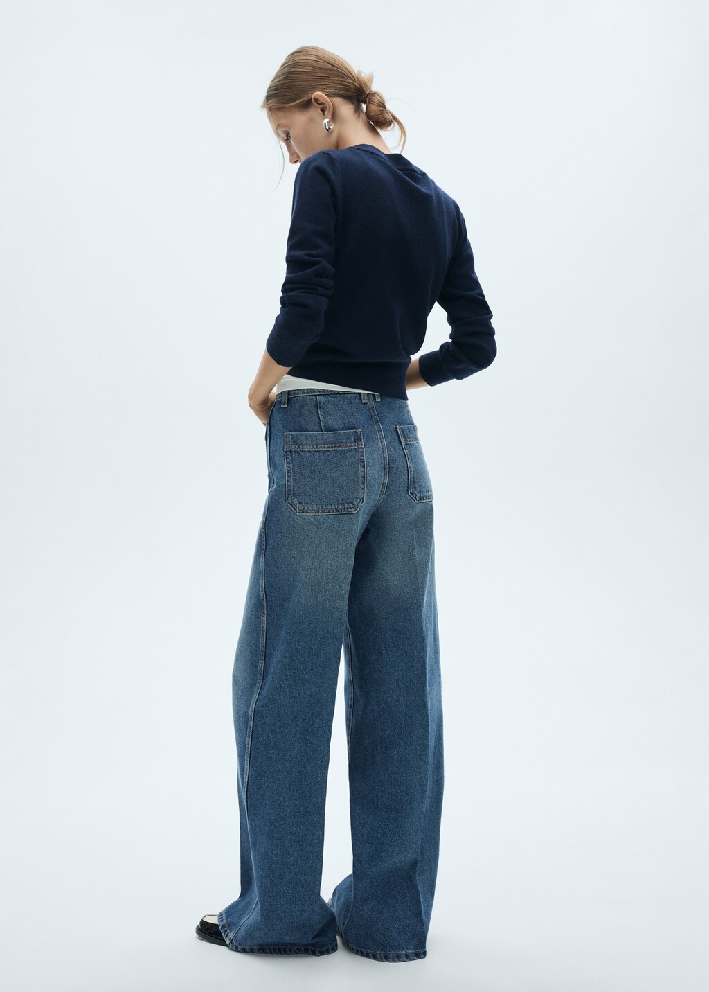 Wideleg jeans with pockets - Dark Blue