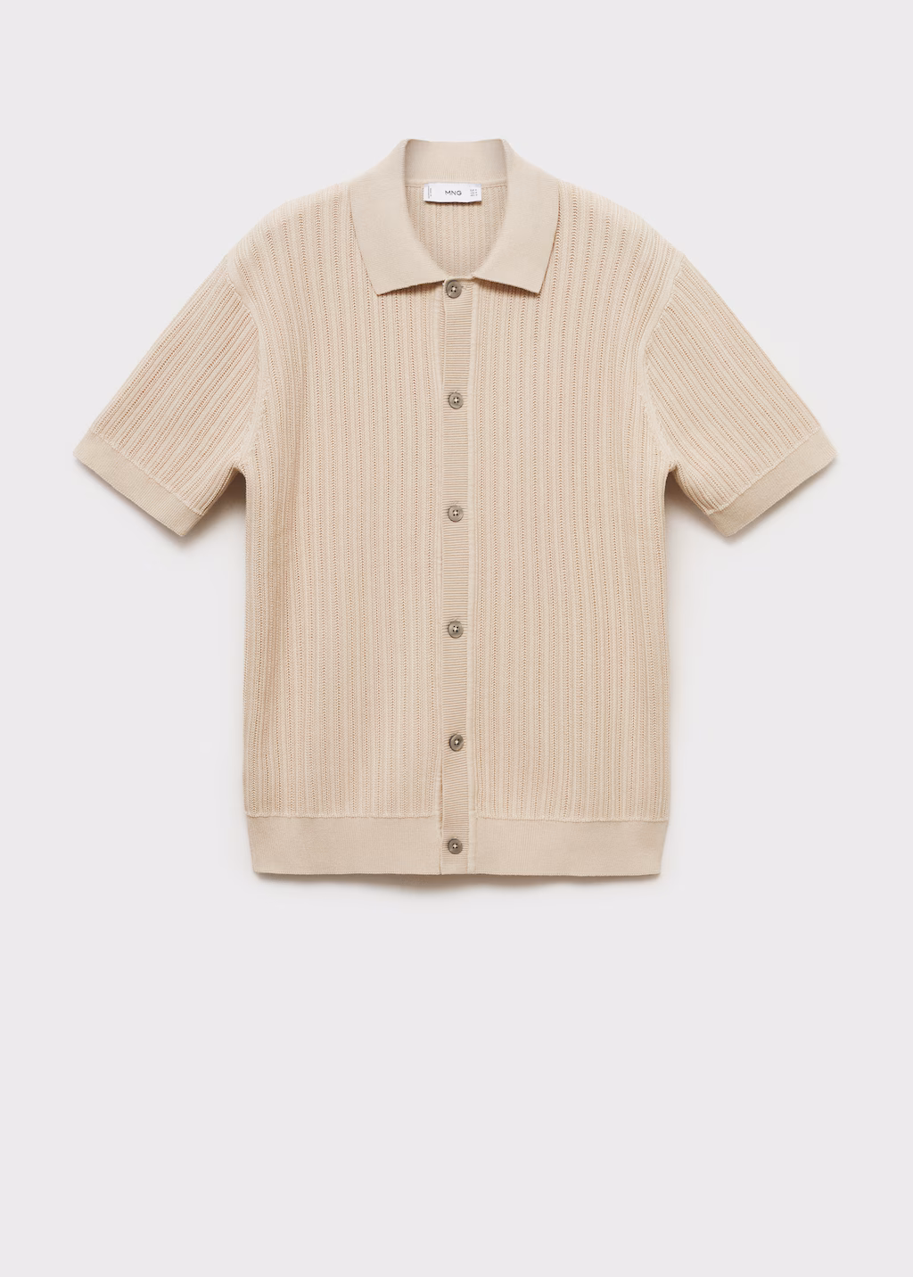 Cotton structued polo shirt with buttons - Dark Navy