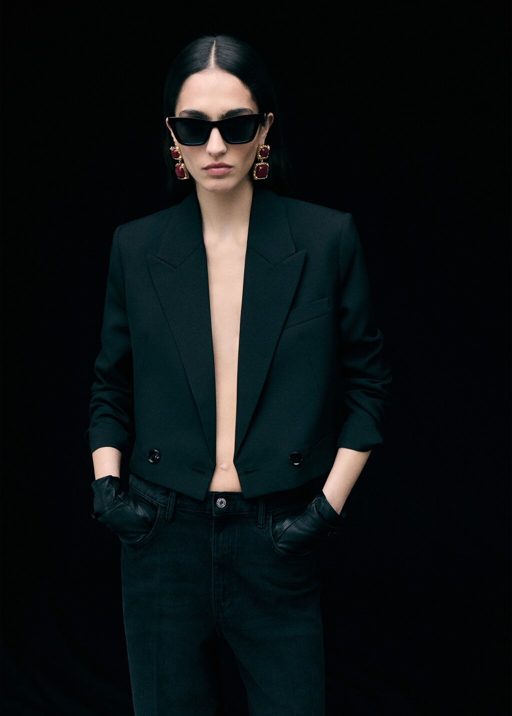 Beaded drop earrings - Gold