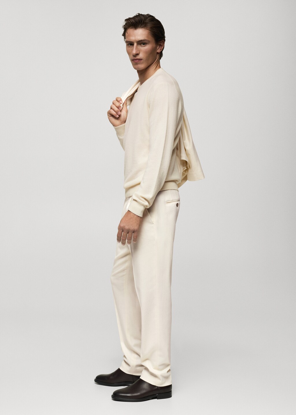 100% virgin wool flannel suit trousers - Dark Navy