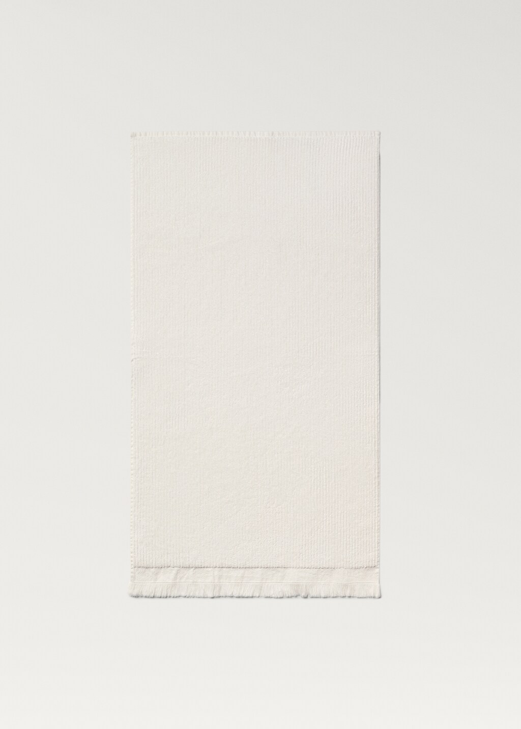 Stripe-embossed washbasin towel with fringes - White
