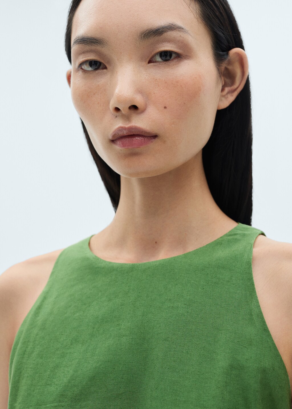 Linen dress with sarong skirt - Red