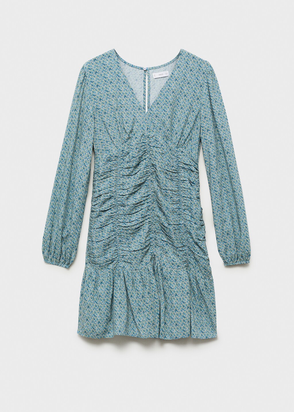 Printed dress with draped detail - Petrol Blue