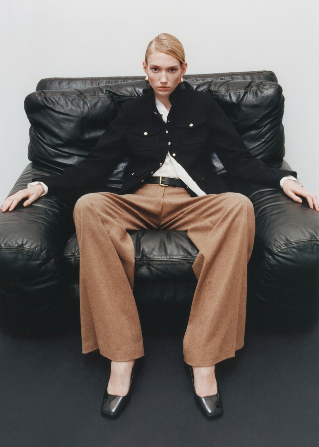 Patent leather-effect heeled shoes - Black