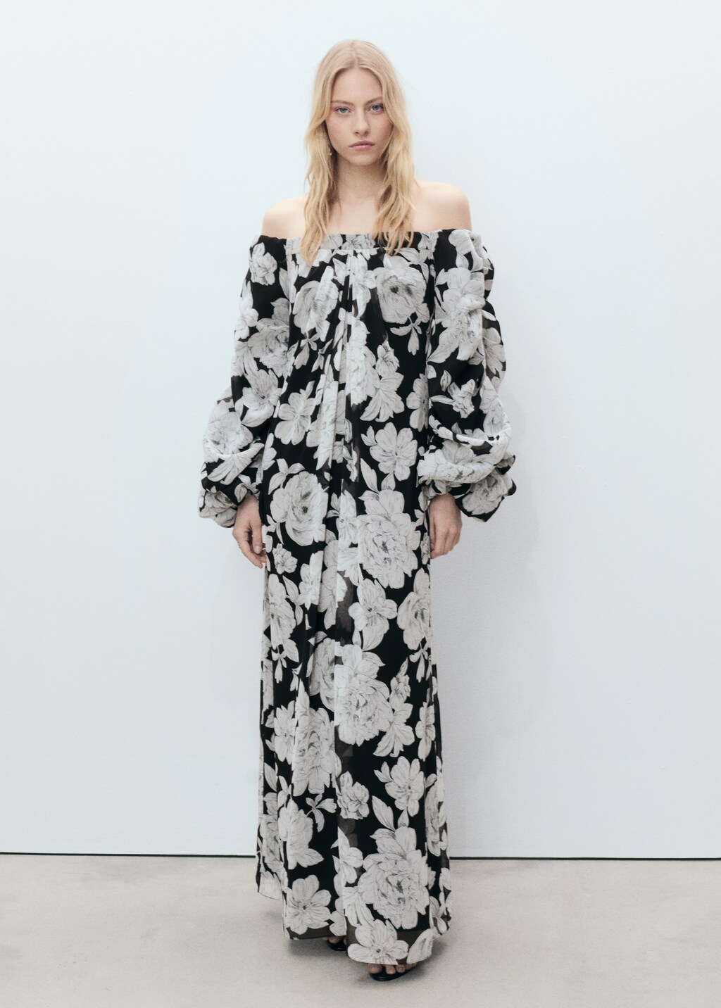 Strapless floral dress - Black