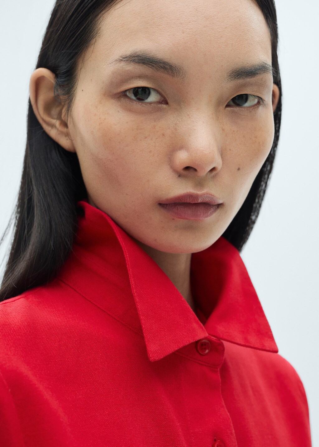 Cotton shirt with contrasting trims - Red