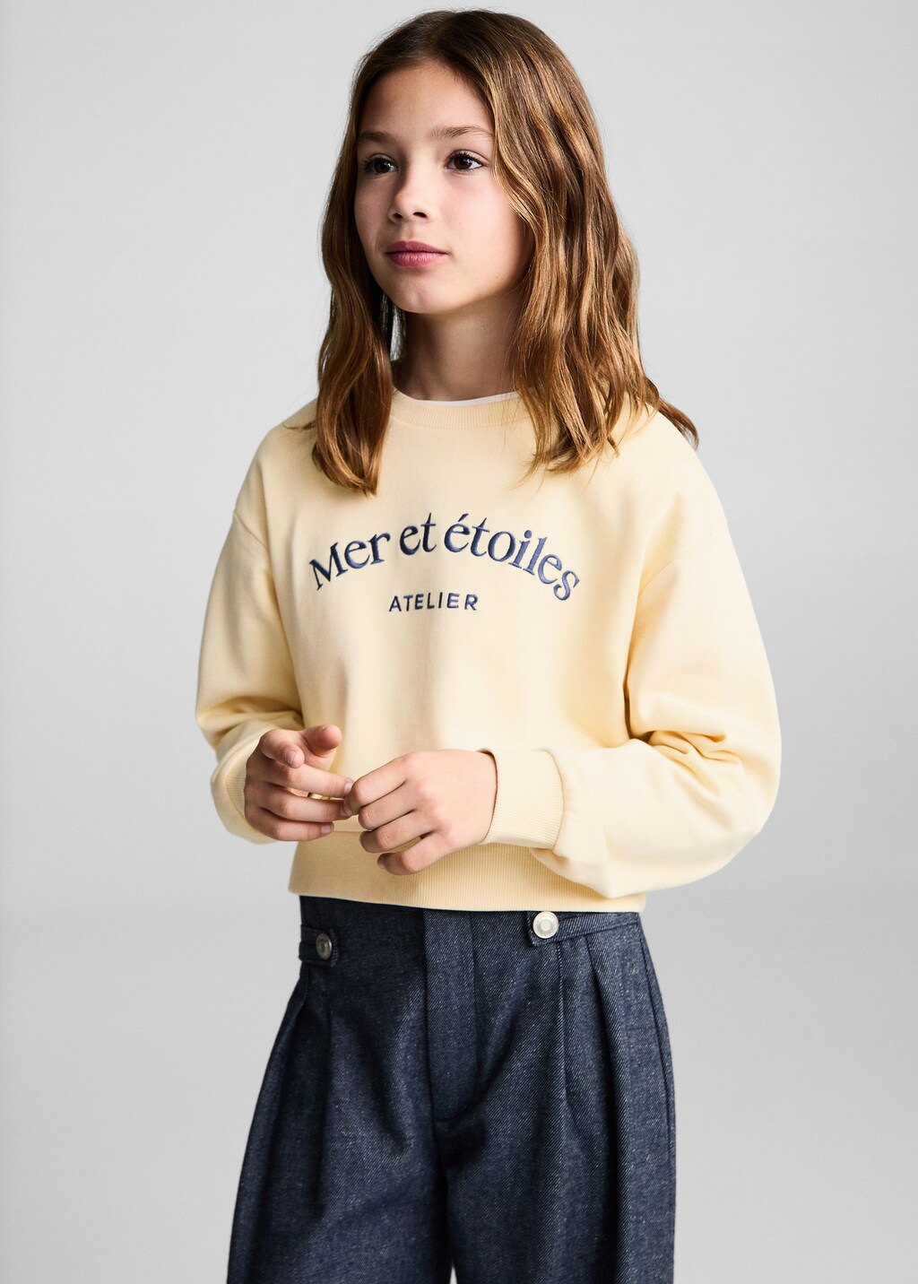 Message cotton sweatshirt - Yellow