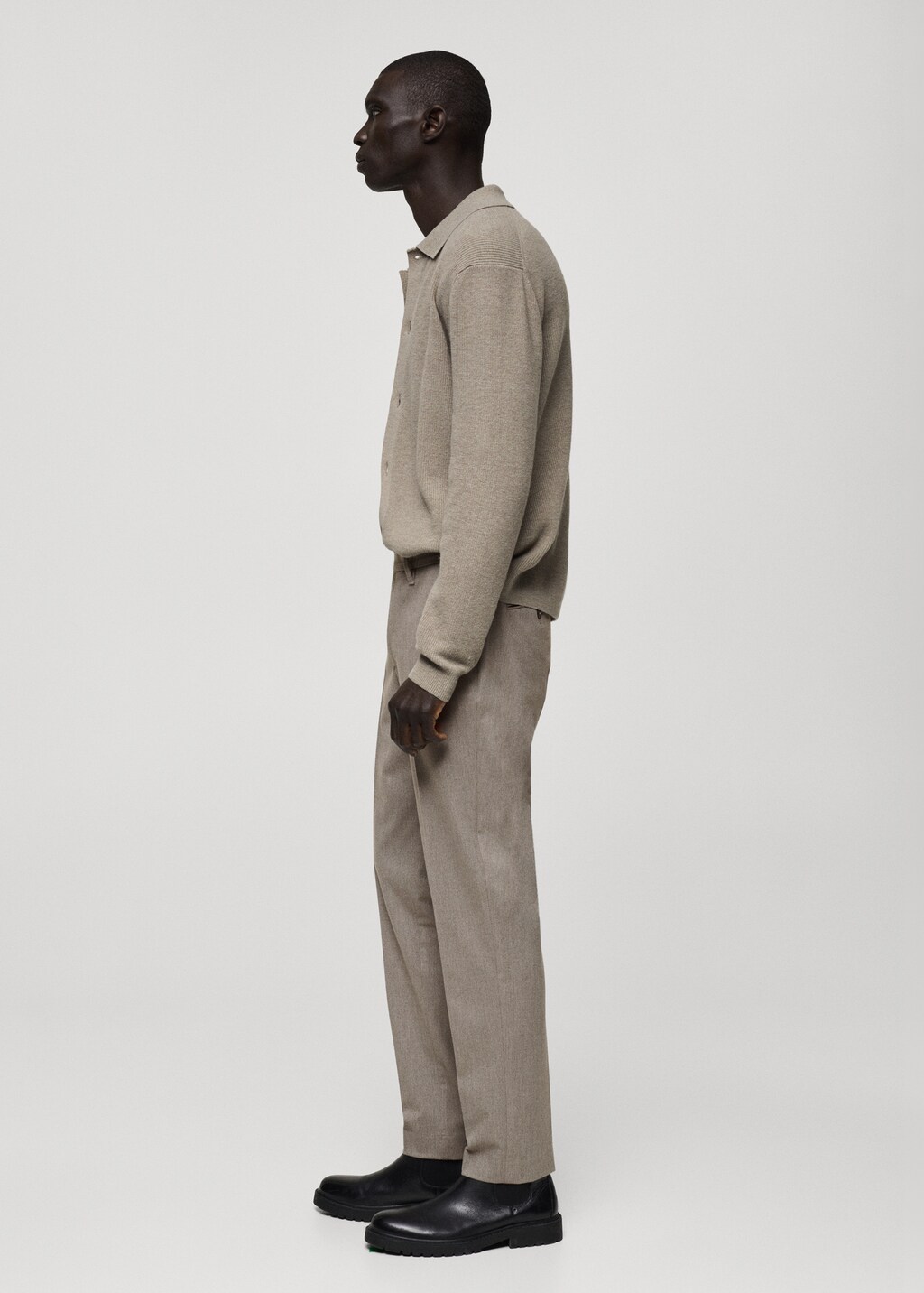 Slim-fit flannel trousers - Dark Navy