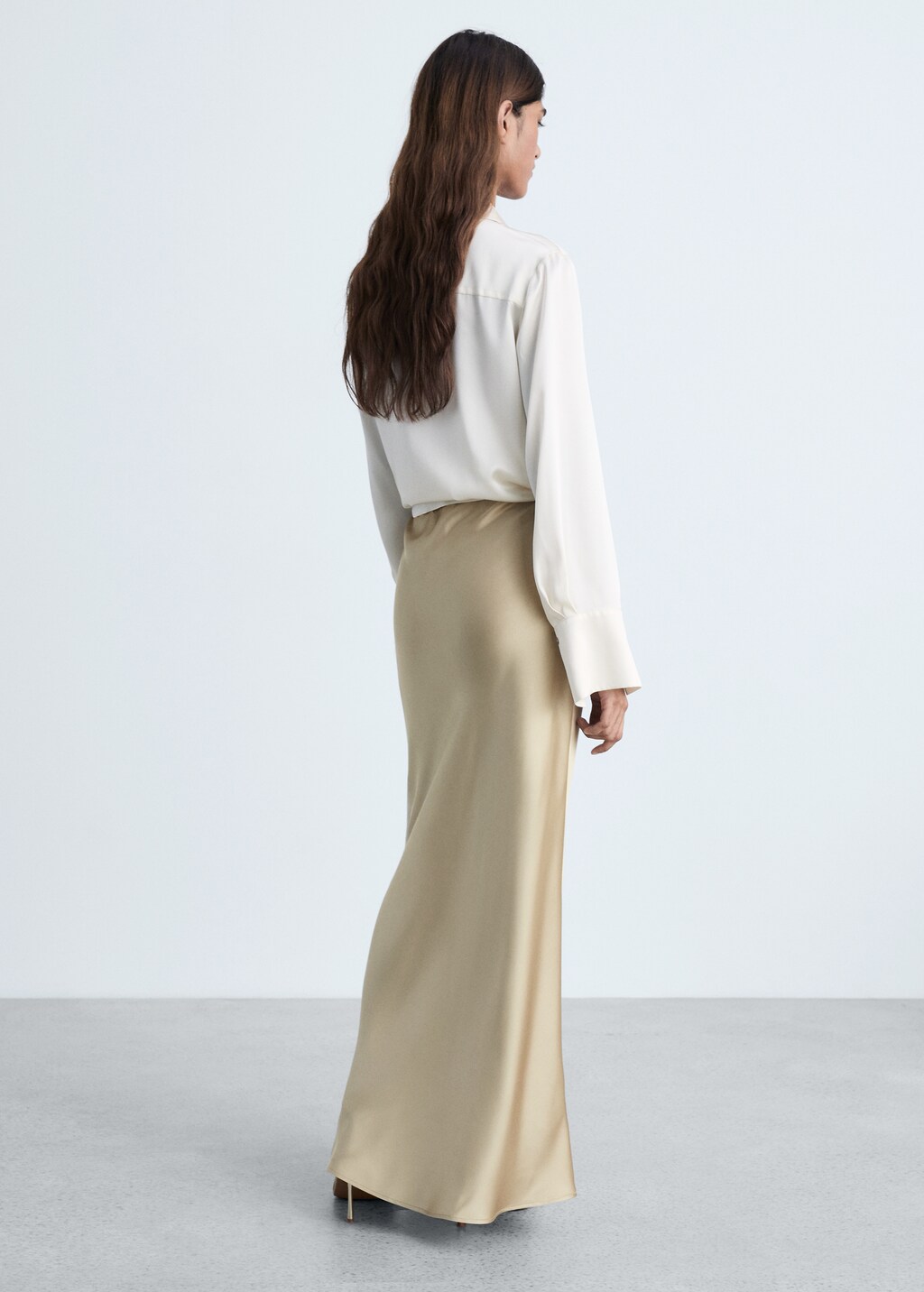 Satin long skirt - Gold