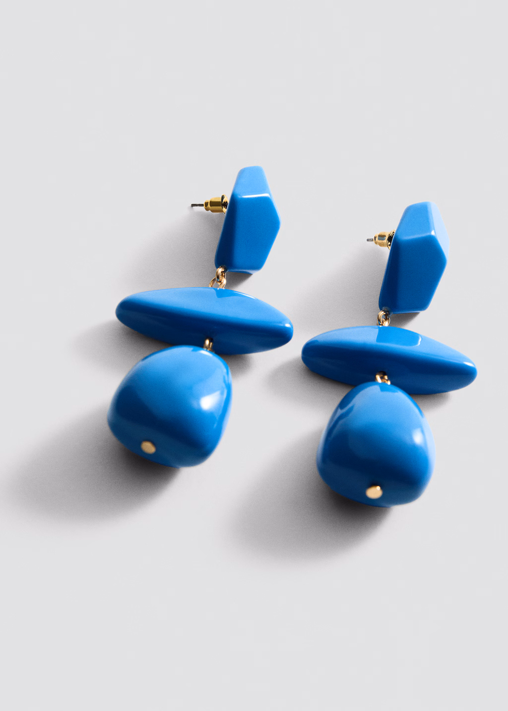 Resin hanging bead earrings - Blue