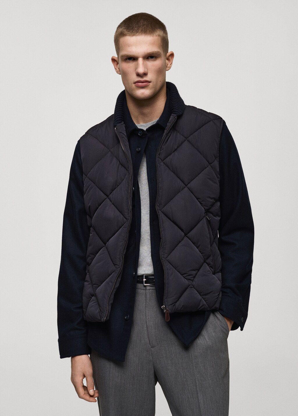 Water-repellent quilted gilet - Dark Navy