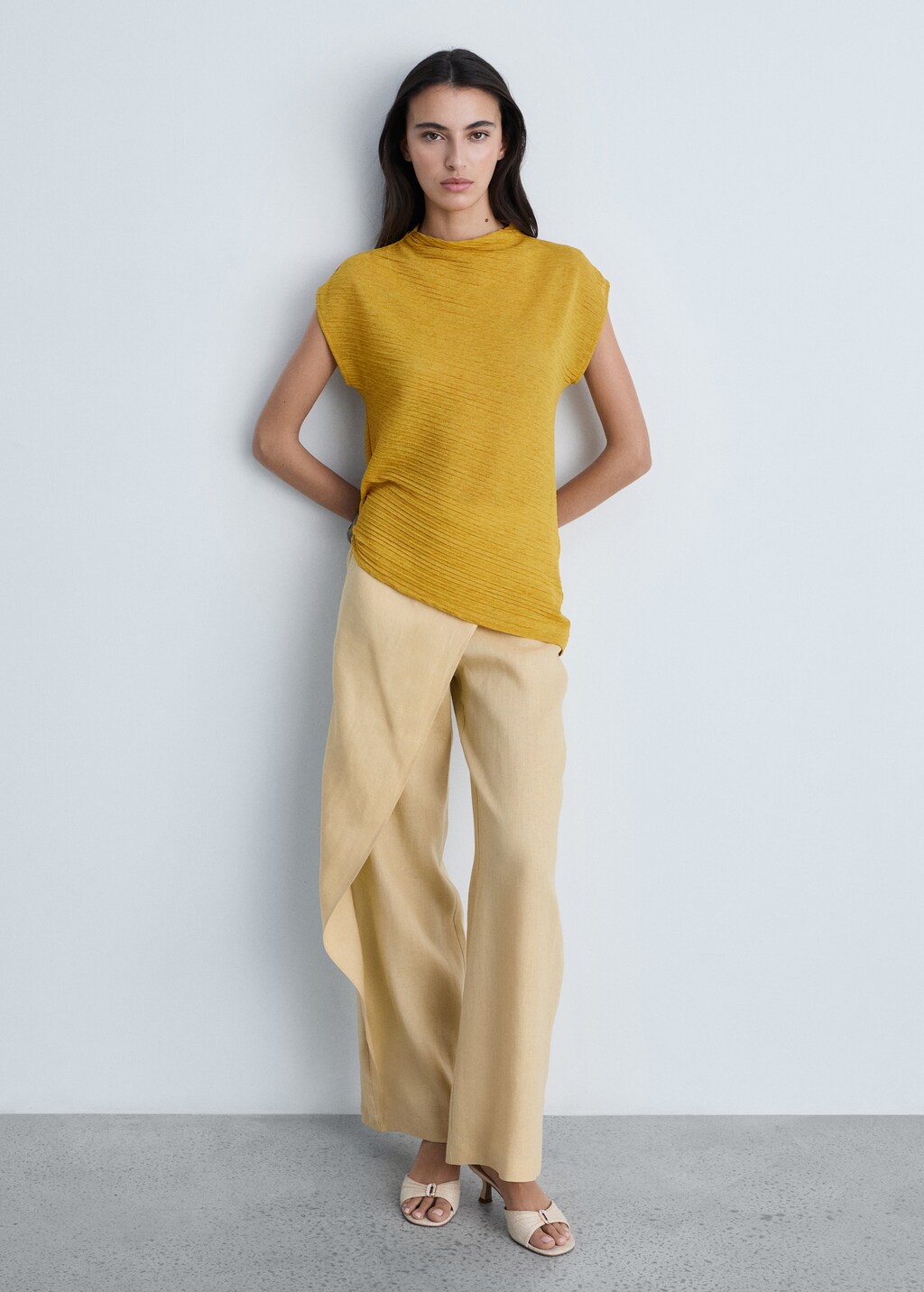 Linen crossover trousers - Sand