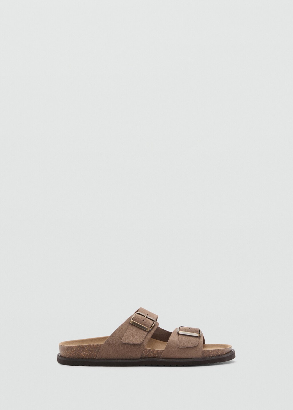 Split leather sandals with buckle - Medium Brown