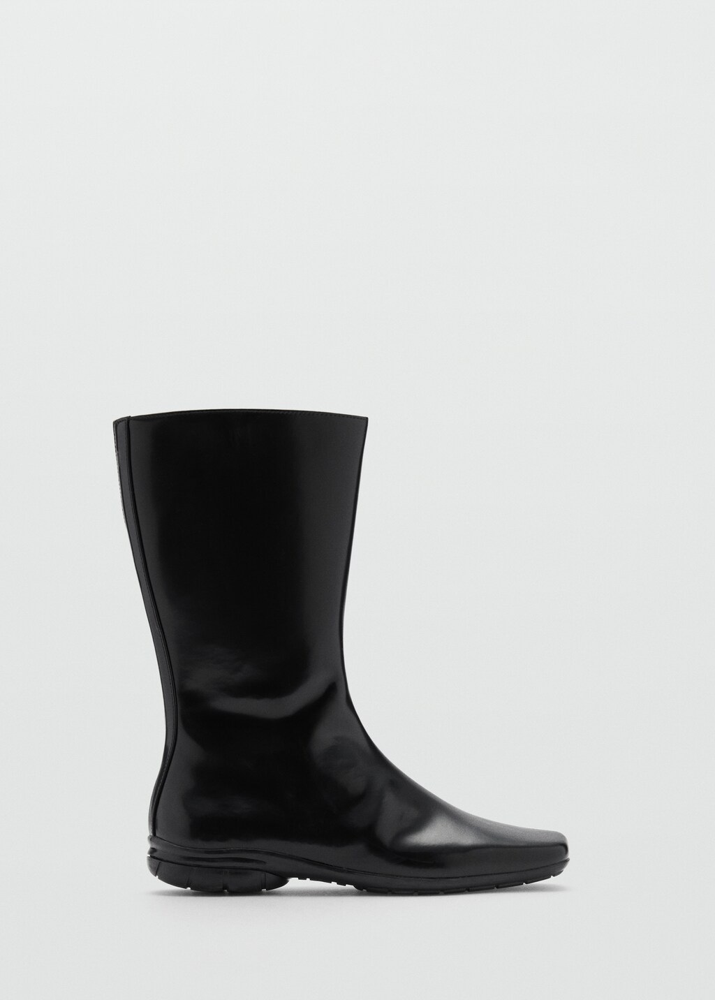 Squared toe leather ankle boots - Black