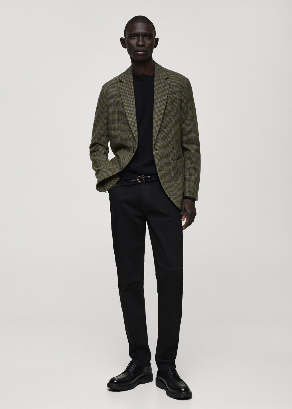 Slim fit wool houndstooth blazer - Green