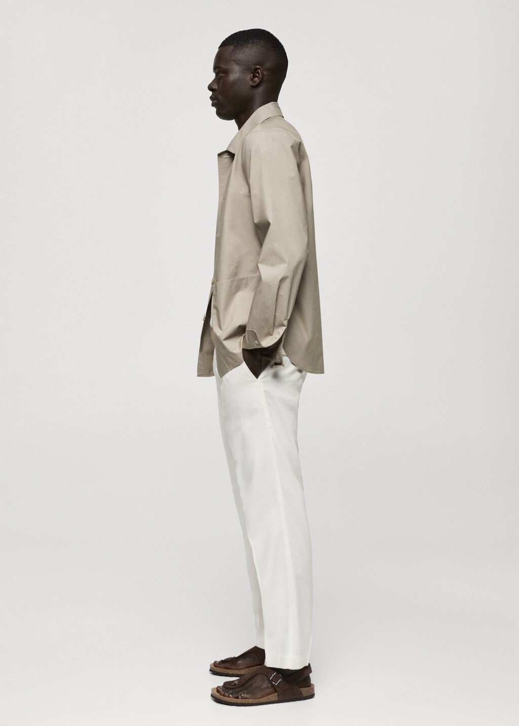 100% cotton poplin overshirt - Khaki