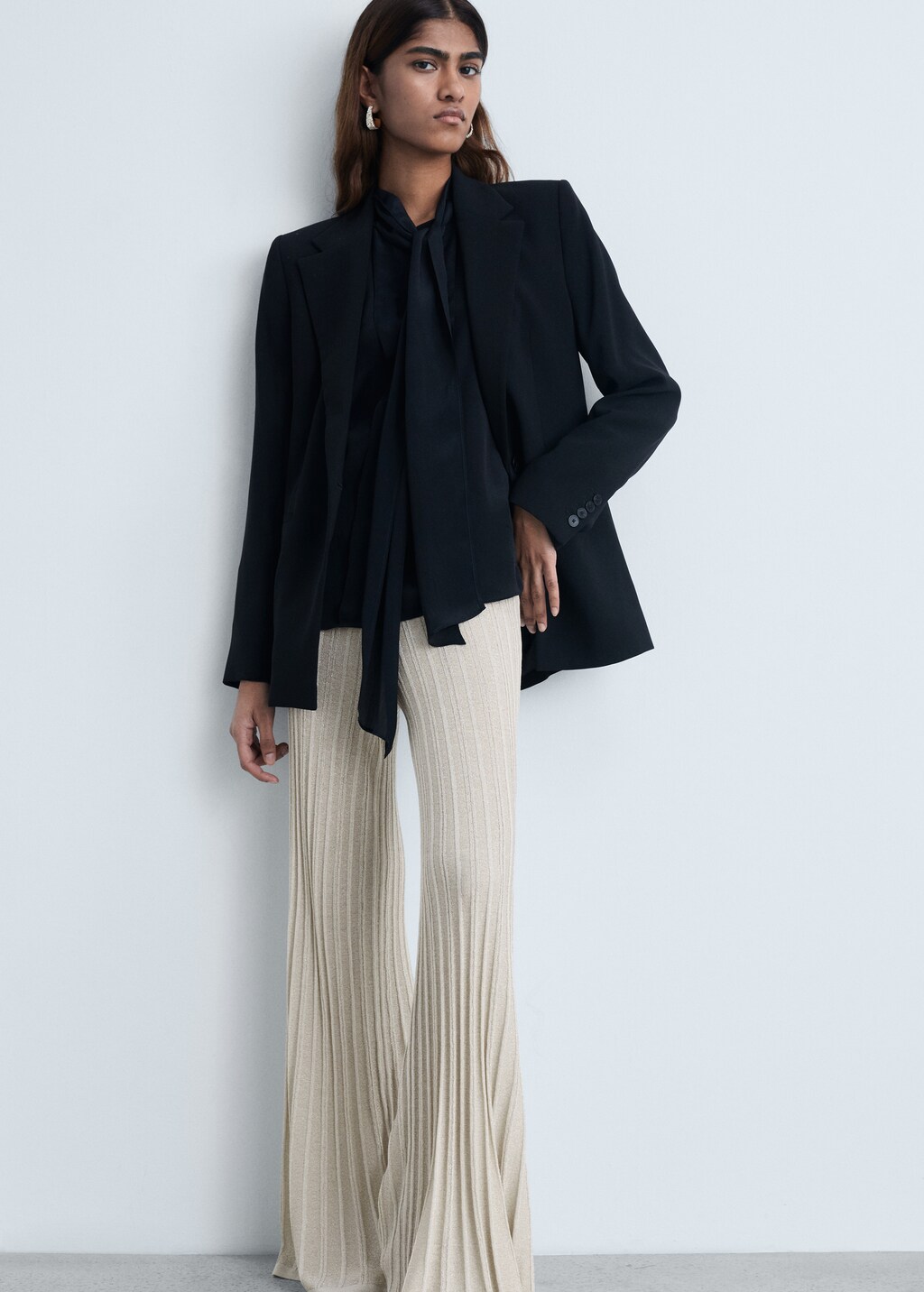 Flared knitted trousers - Gold