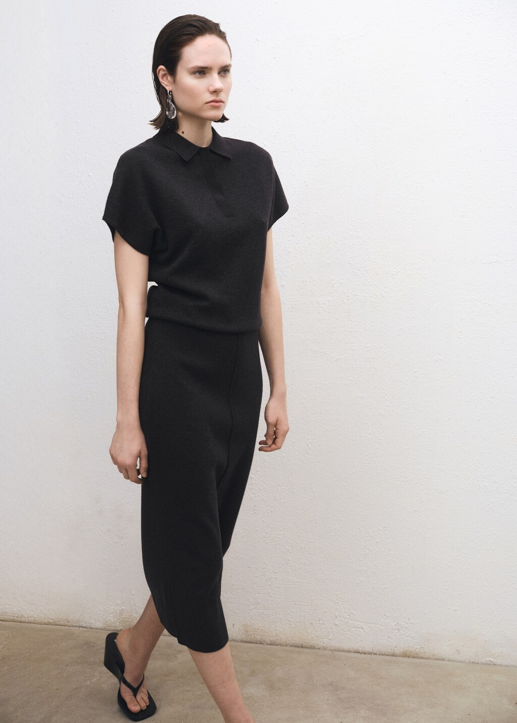 Wool-blend polo-neck sweater - Charcoal