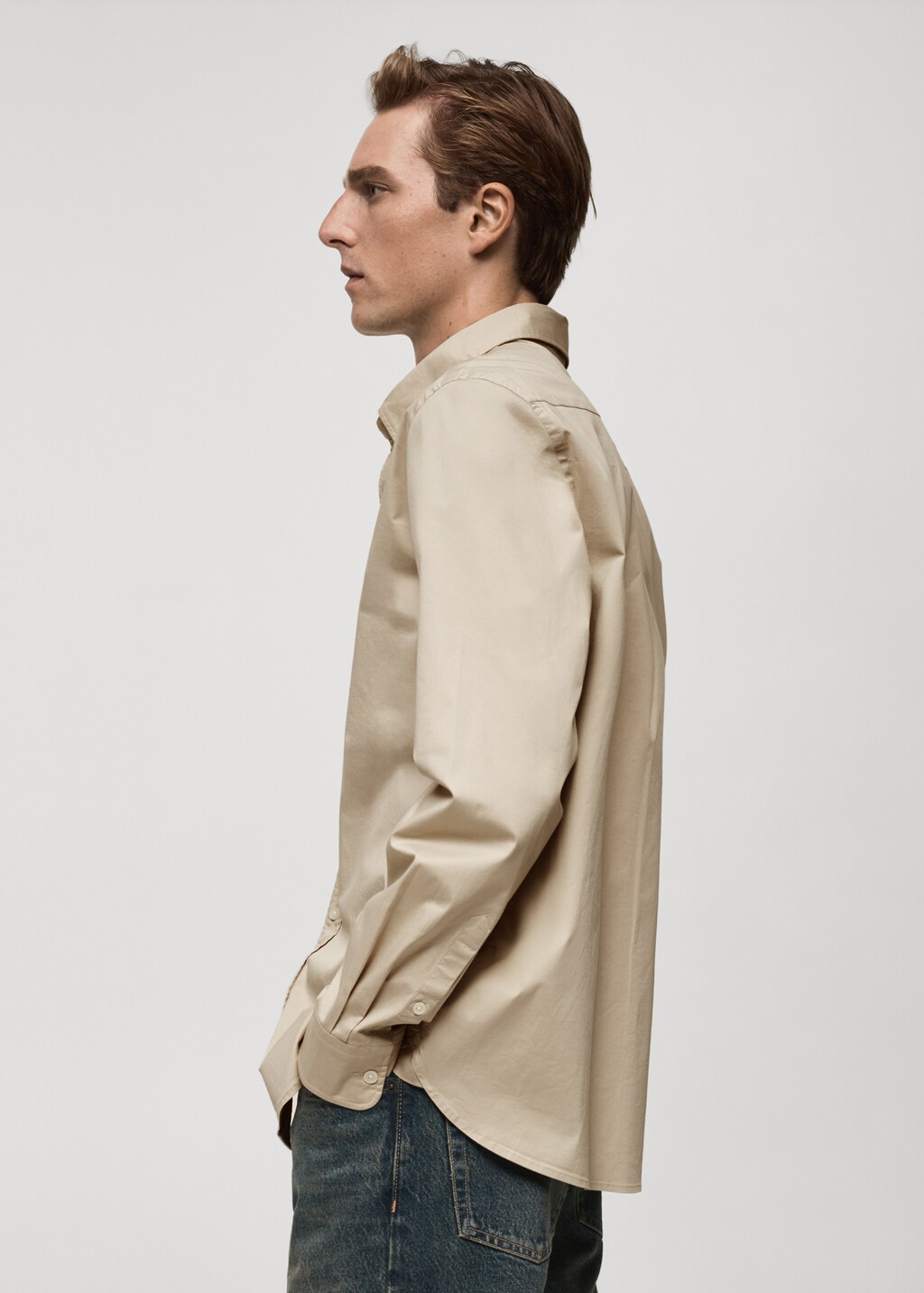 Regular fit cotton shirt - Khaki