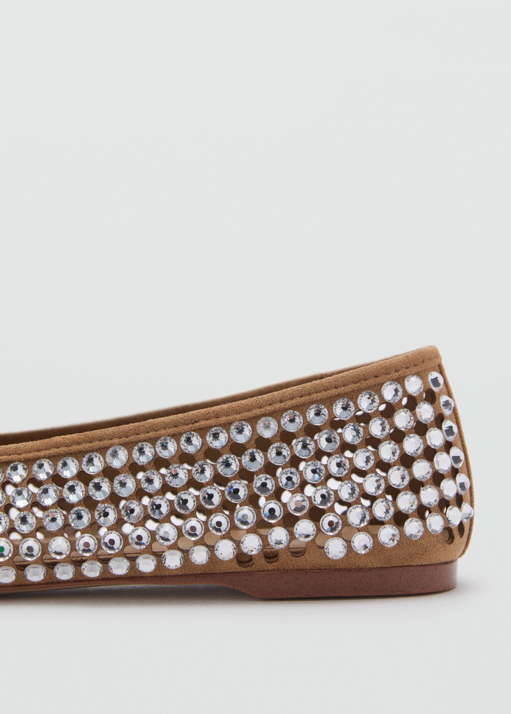 Rhinestone die-cut ballet flats - Beige