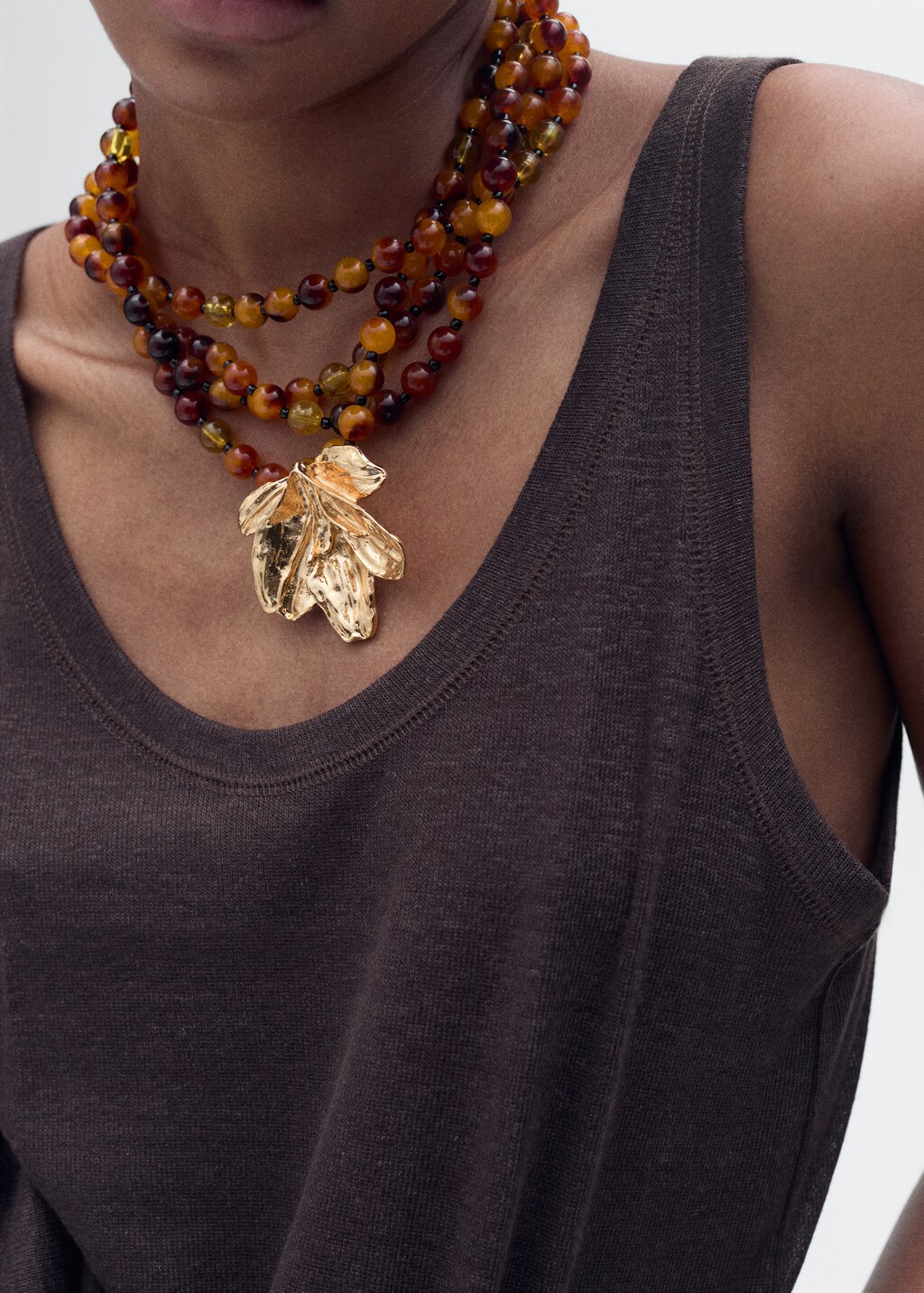 Combined beads necklace - Gold