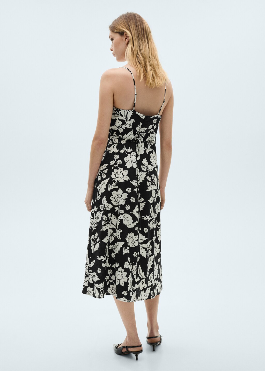 Flower print strapless dress - Black