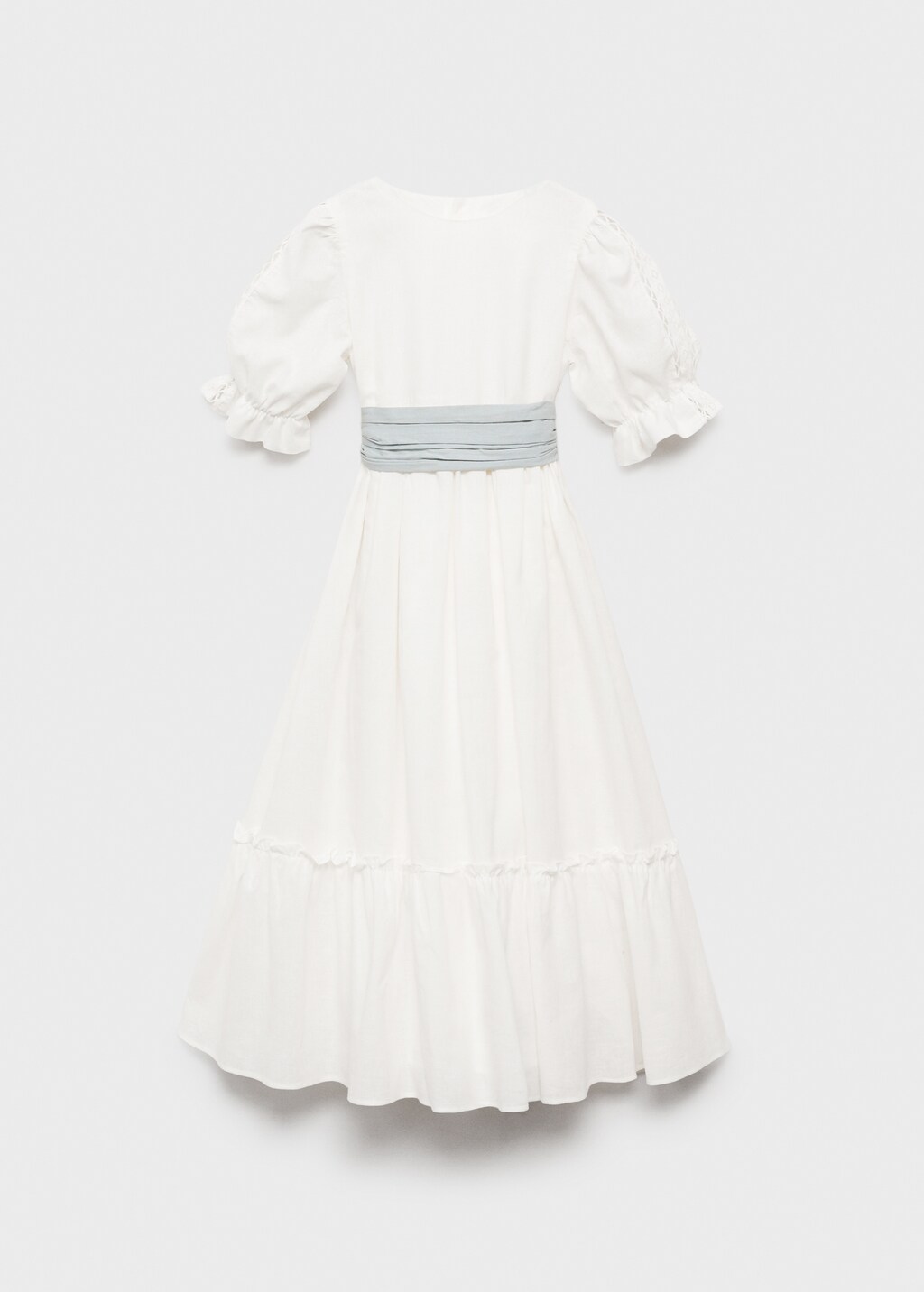 Ruffled linen dress - White