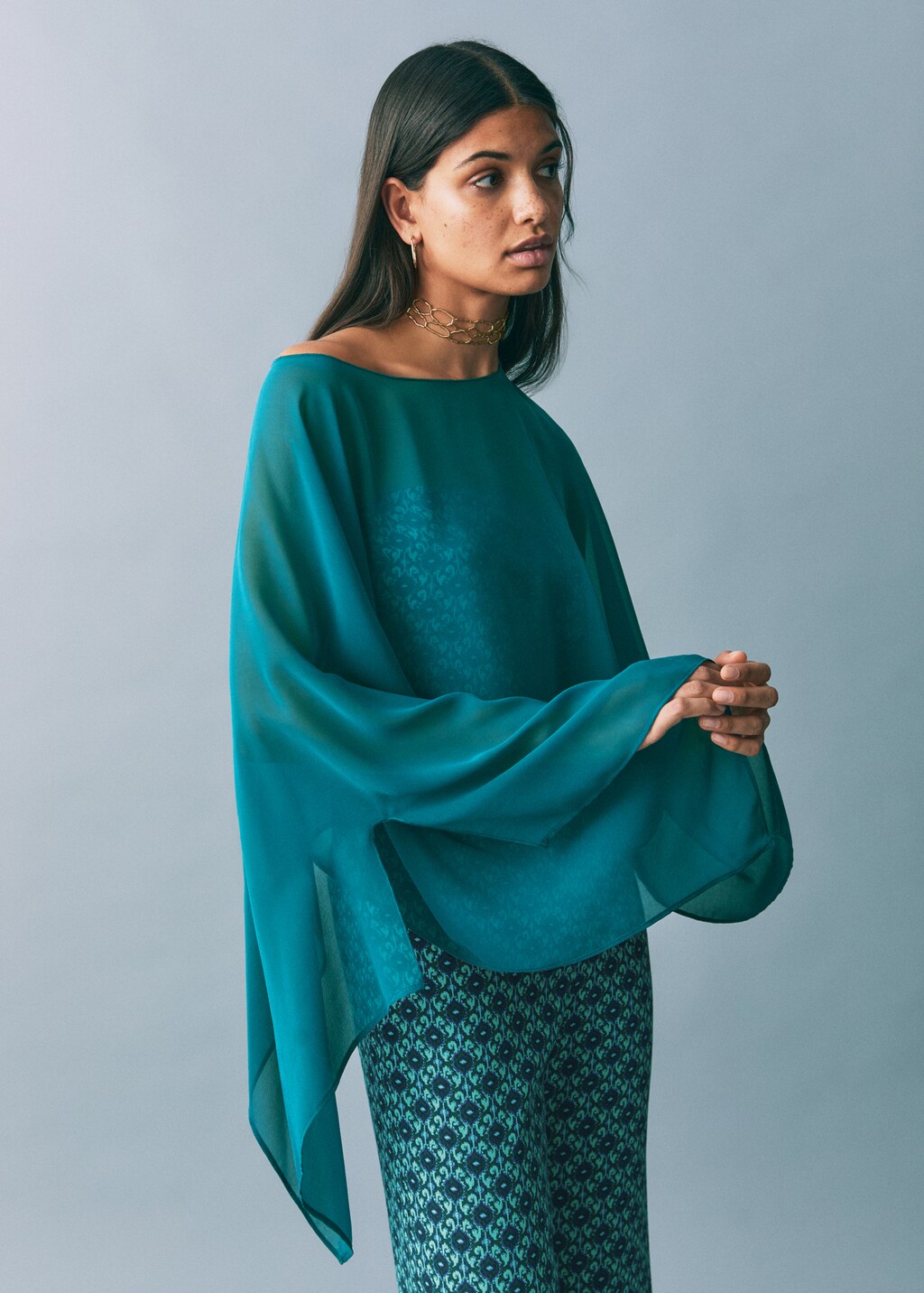 Chiffon layer top - Sky Blue