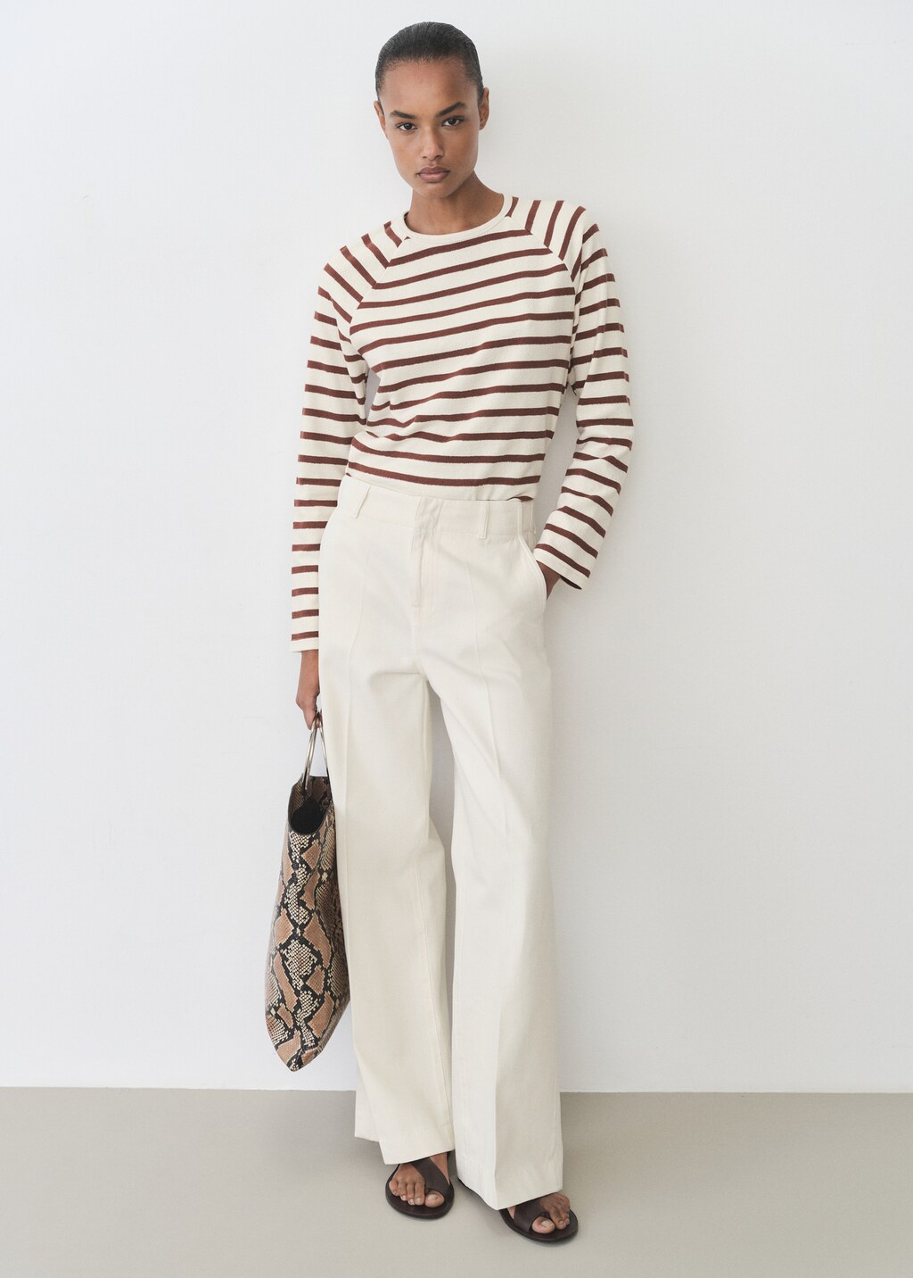 Striped round-neck sweatshirt - Navy